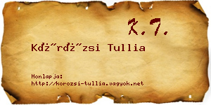 Körözsi Tullia névjegykártya